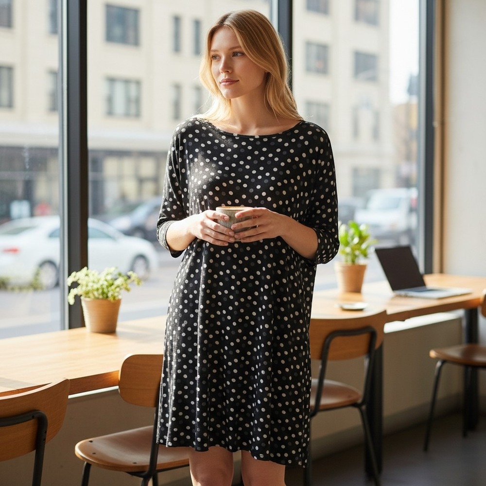 Polka Dot Midi Dress - Black/White